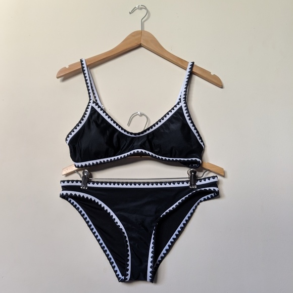 cupshe black and white crochet bikini